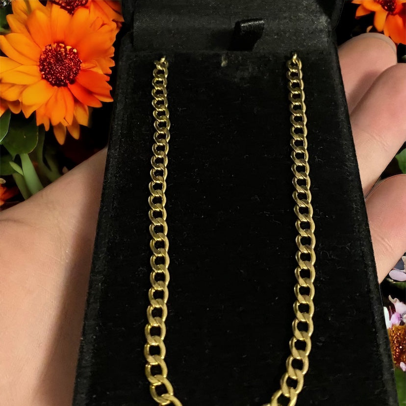 10kt Yellow Gold Flat curb link necklace